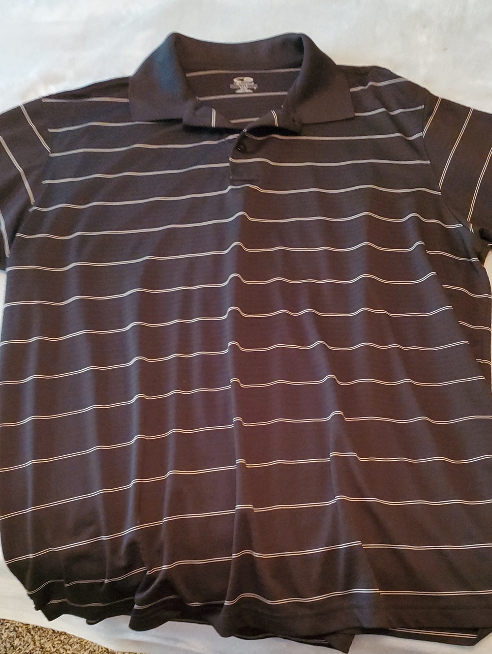 Champion Black Polo with Thin White Stripes